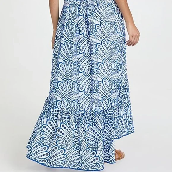 NWT Charo Ruiz Ibiza "IRENE" M Embroidered Crochet Lace Dress Cotton White Blue - Picture 7 of 11